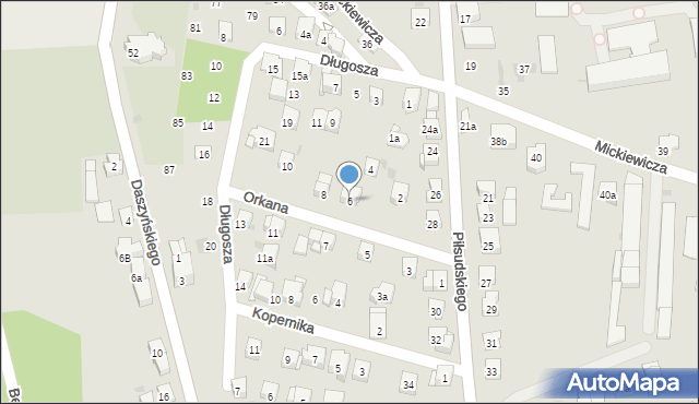 Myślenice, Orkana Władysława, 6, mapa Myślenice