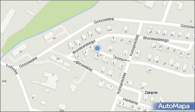 Myślibórz, Orzeszkowej Elizy, 9, mapa Myślibórz