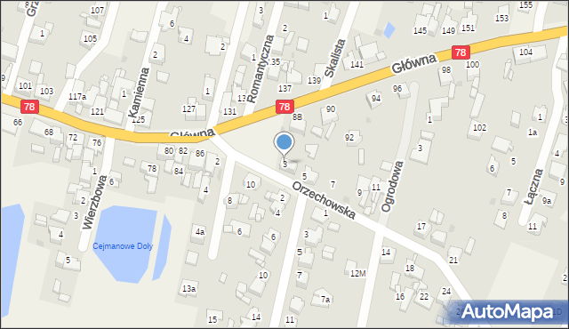 Nakło Śląskie, Orzechowska, 3, mapa Nakło Śląskie