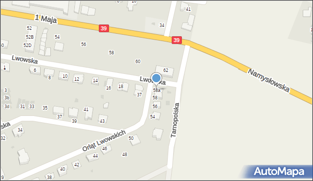 Namysłów, Orląt Lwowskich, 58a, mapa Namysłów