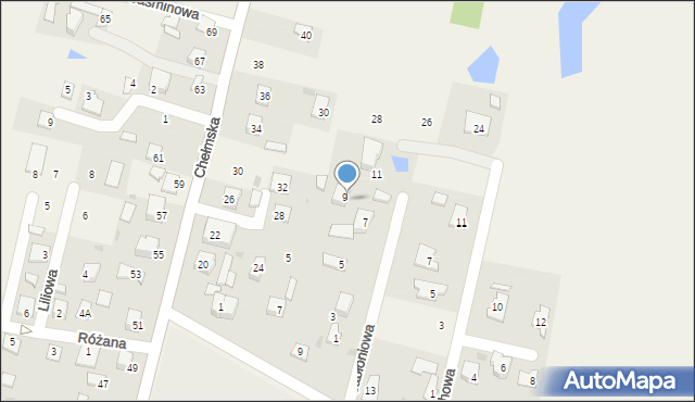 Okszów-Kolonia, Orzechowa, 9, mapa Okszów-Kolonia