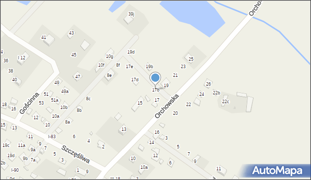 Okuninka, Orchowska, 17b, mapa Okuninka