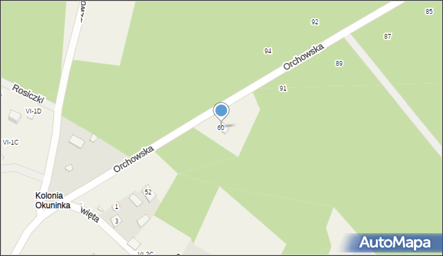 Okuninka, Orchowska, 60, mapa Okuninka