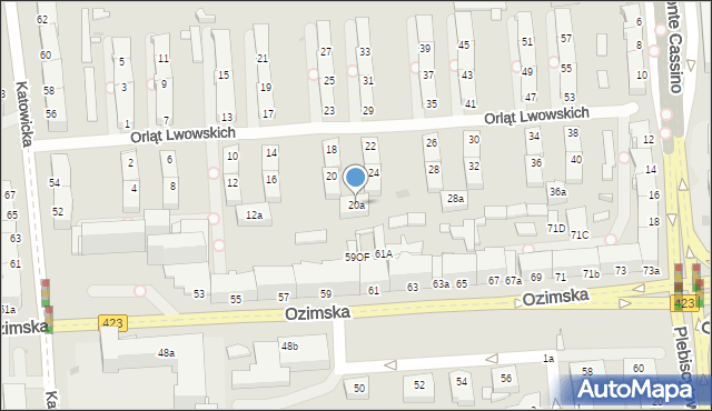 Opole, Orląt Lwowskich, 20a, mapa Opola