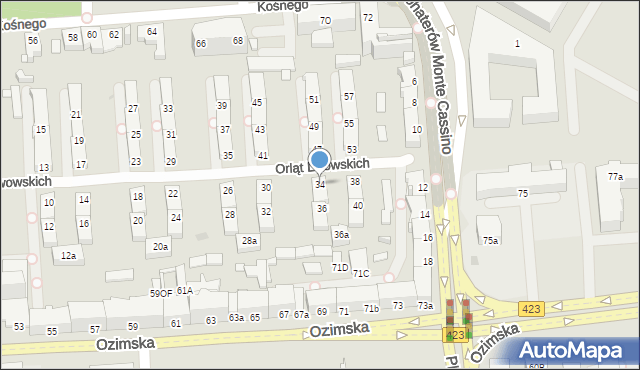 Opole, Orląt Lwowskich, 34, mapa Opola