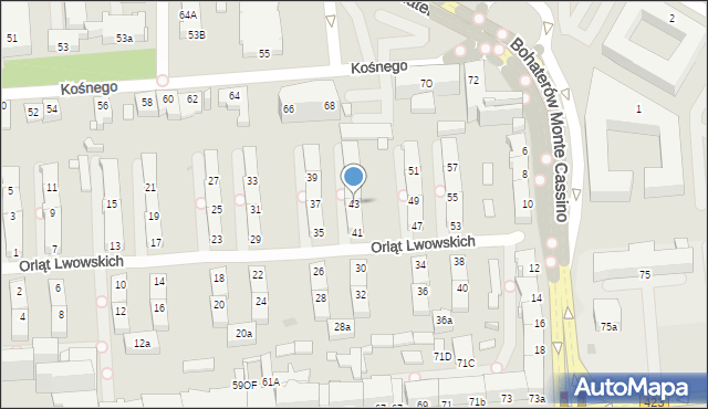 Opole, Orląt Lwowskich, 43, mapa Opola