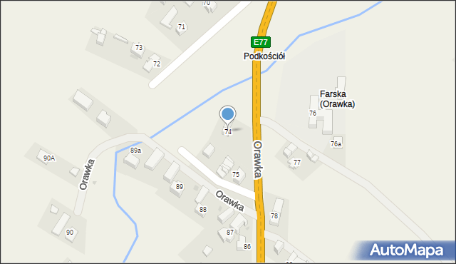 Orawka, Orawka, 74, mapa Orawka