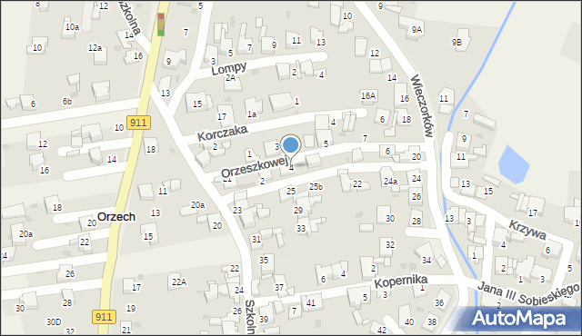 Orzech, Orzeszkowej Elizy, 4, mapa Orzech