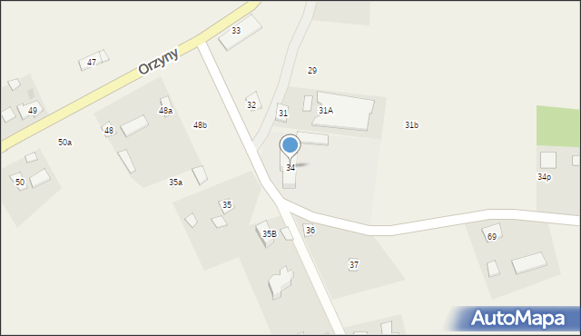 Orzyny, Orzyny, 34, mapa Orzyny