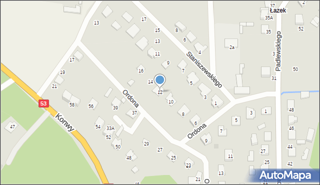 Ostrołęka, Ordona Juliusza Konstantego, 12, mapa Ostrołęka