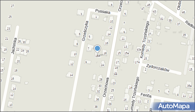 Ostrów Wielkopolski, Orzechowa, 18A, mapa Ostrów Wielkopolski