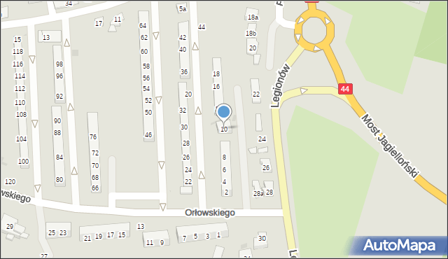 Oświęcim, Orłowskiego Aleksandra, 10, mapa Oświęcimia