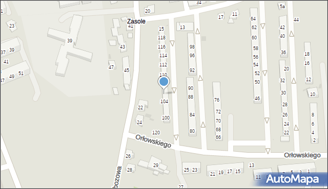 Oświęcim, Orłowskiego Aleksandra, 106, mapa Oświęcimia