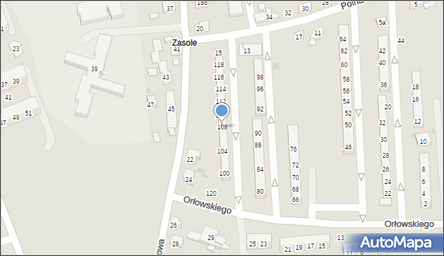 Oświęcim, Orłowskiego Aleksandra, 108, mapa Oświęcimia
