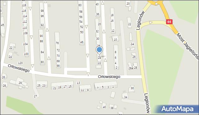 Oświęcim, Orłowskiego Aleksandra, 24, mapa Oświęcimia