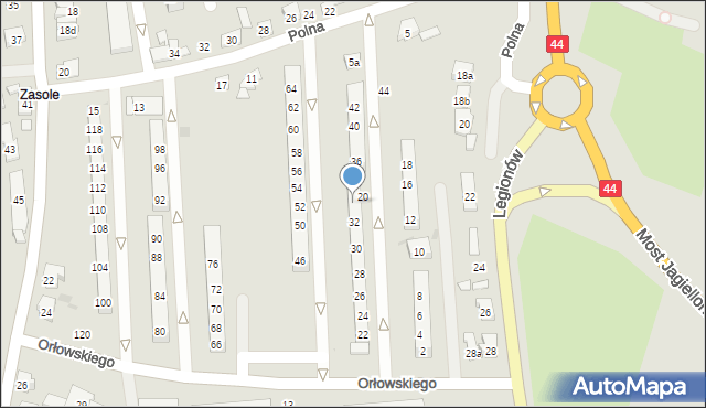 Oświęcim, Orłowskiego Aleksandra, 34, mapa Oświęcimia