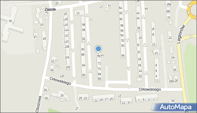 Oświęcim, Orłowskiego Aleksandra, 76, mapa Oświęcimia