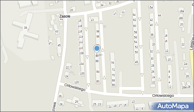 Oświęcim, Orłowskiego Aleksandra, 90, mapa Oświęcimia