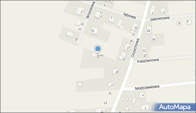 Pawłówek, Orzechowa, 21, mapa Pawłówek