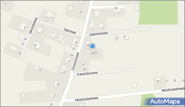 Pawłówek, Orzechowa, 24, mapa Pawłówek