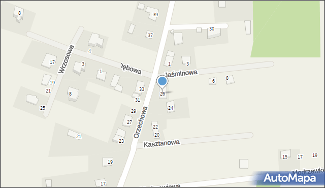 Pawłówek, Orzechowa, 26, mapa Pawłówek