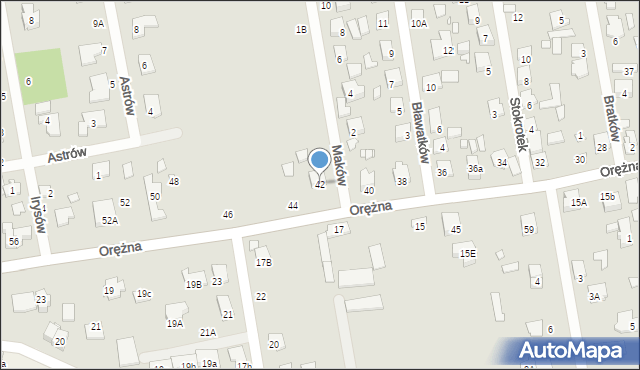 Piaseczno, Orężna, 42, mapa Piaseczno