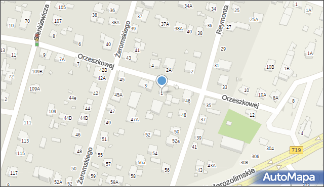Piastów, Orzeszkowej Elizy, 1, mapa Piastów