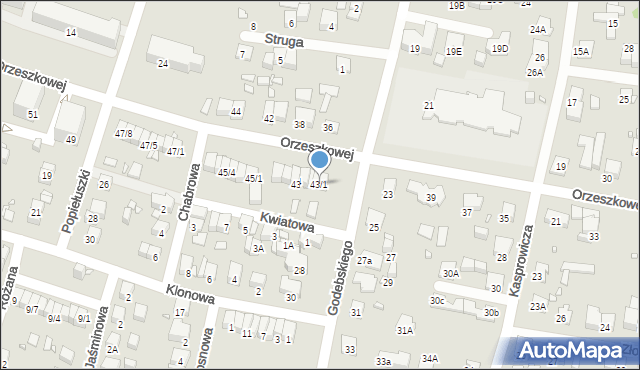 Piastów, Orzeszkowej Elizy, 43/1, mapa Piastów