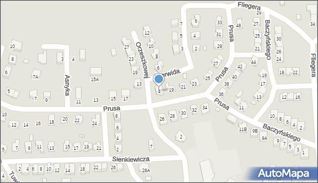 Piechowice, Orzeszkowej Elizy, 4, mapa Piechowice