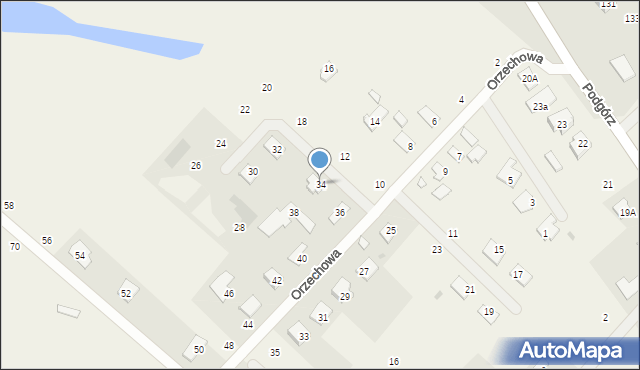 Podgórz, Orzechowa, 34, mapa Podgórz