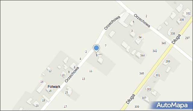 Polanka Wielka, Orzechowa, 9, mapa Polanka Wielka