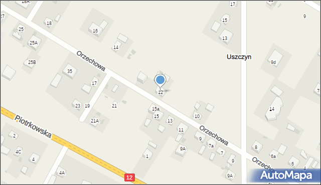 Poniatów, Orzechowa, 12, mapa Poniatów