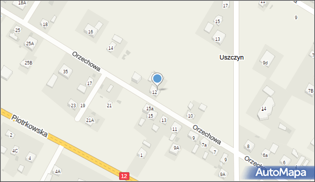 Poniatów, Orzechowa, 12a, mapa Poniatów