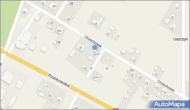 Poniatów, Orzechowa, 17, mapa Poniatów