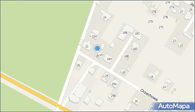 Poniatów, Orzechowa, 20, mapa Poniatów