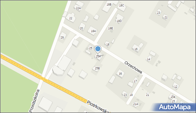Poniatów, Orzechowa, 25A, mapa Poniatów