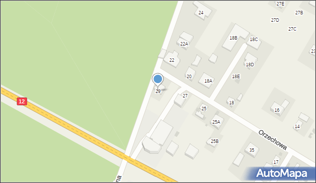 Poniatów, Orzechowa, 29, mapa Poniatów