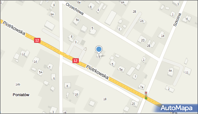 Poniatów, Orzechowa, 3, mapa Poniatów