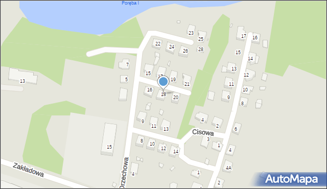 Poręba, Orzechowa, 18, mapa Poręba