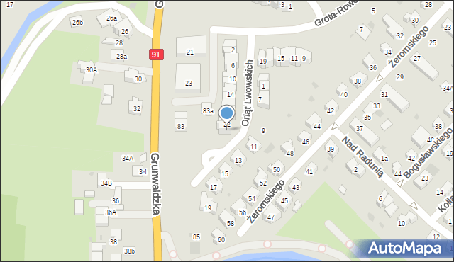 Pruszcz Gdański, Orląt Lwowskich, 24, mapa Pruszcz Gdański