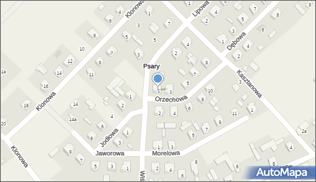 Psary, Orzechowa, 1, mapa Psary