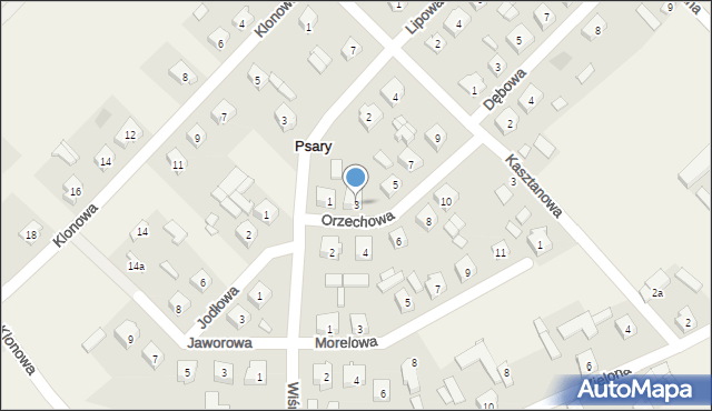 Psary, Orzechowa, 3, mapa Psary