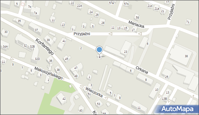 Radlin, Orkana Władysława, 4, mapa Radlin