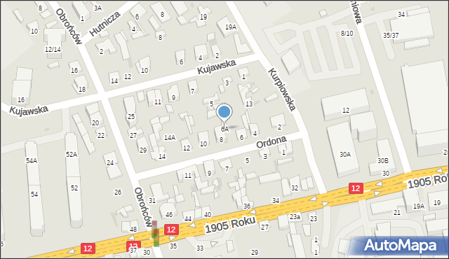 Radom, Ordona Juliana Konstantego, 6A, mapa Radomia