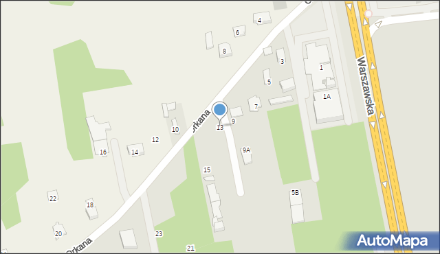 Radom, Orkana Władysława, 13, mapa Radomia