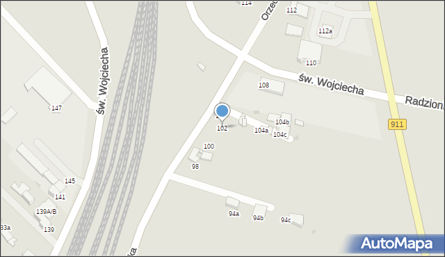 Radzionków, Orzechowska, 102, mapa Radzionków