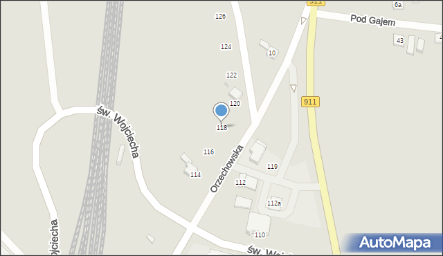 Radzionków, Orzechowska, 118, mapa Radzionków