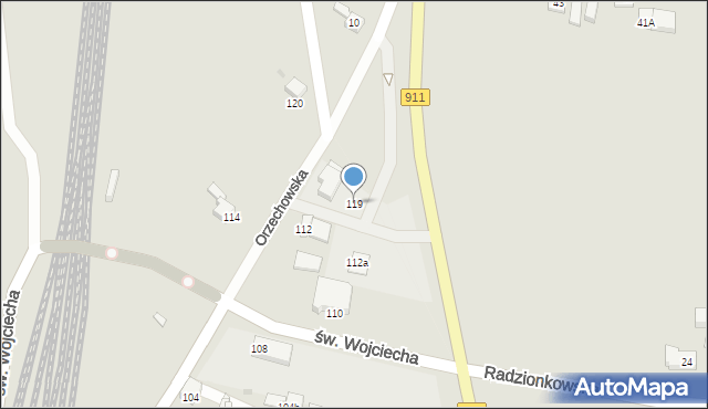 Radzionków, Orzechowska, 119, mapa Radzionków