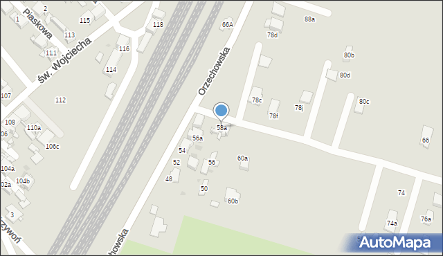 Radzionków, Orzechowska, 58a, mapa Radzionków