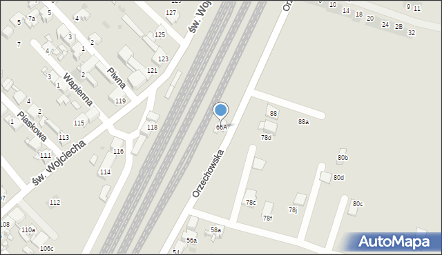 Radzionków, Orzechowska, 66A, mapa Radzionków